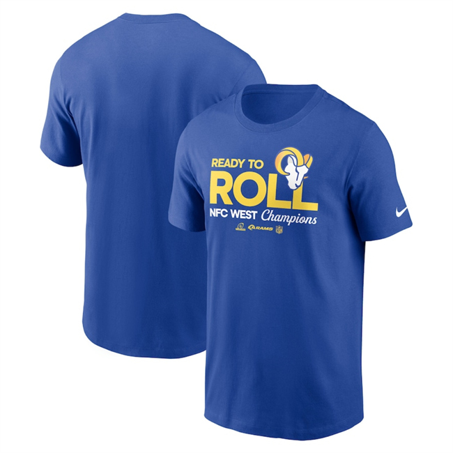 Men's Royal Los Angeles Rams 2024 NFC West Champions Locker Room Trophy Collection T-Shirt